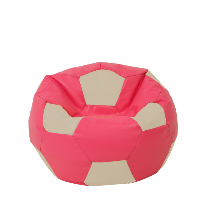 Mondo Ball - fotoliu puf - imitatie piele - roz/crem [1]