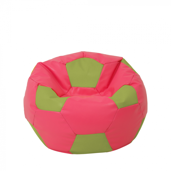 Mondo Ball - fotoliu puf - imitatie piele - roz/verde [1]