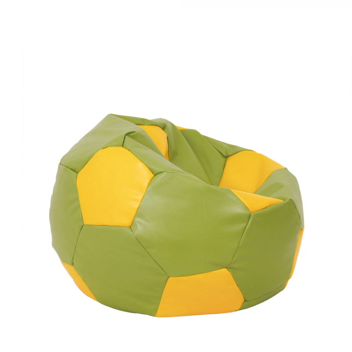 Mondo Ball - fotoliu puf - imitatie piele - verde/galben [2]