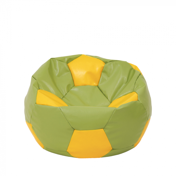 Mondo Ball - fotoliu puf - imitatie piele - verde/galben [1]
