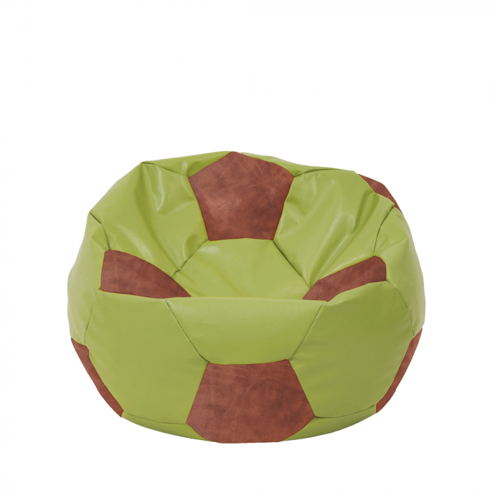 Mondo Ball - fotoliu puf - imitatie piele - verde/cognac [1]