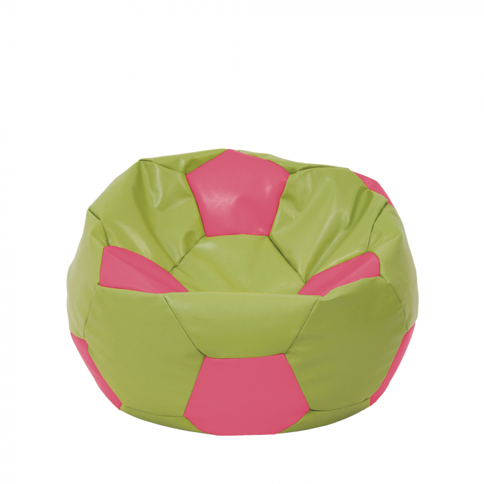 Mondo Ball - fotoliu puf - imitatie piele - verde/roz [1]