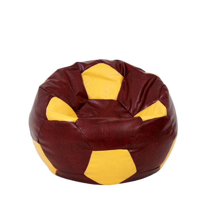 Mondo Ball - fotoliu puf - imitatie piele - visiniu/galben [1]