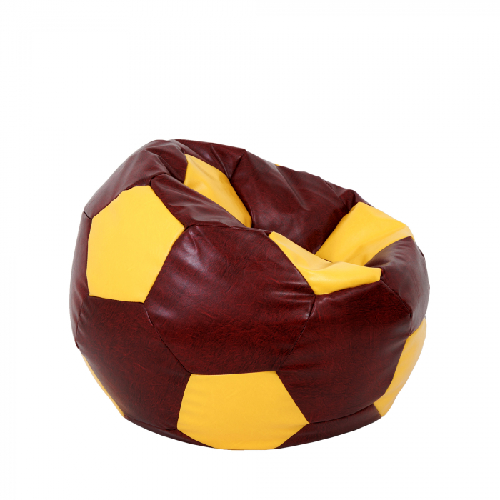 Mondo Ball - fotoliu puf - imitatie piele - visiniu/galben [2]