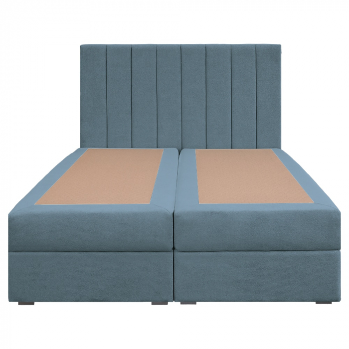 Pat dublu tapițat boxspring Columbia cu lada, albastru, 140/200 [2]