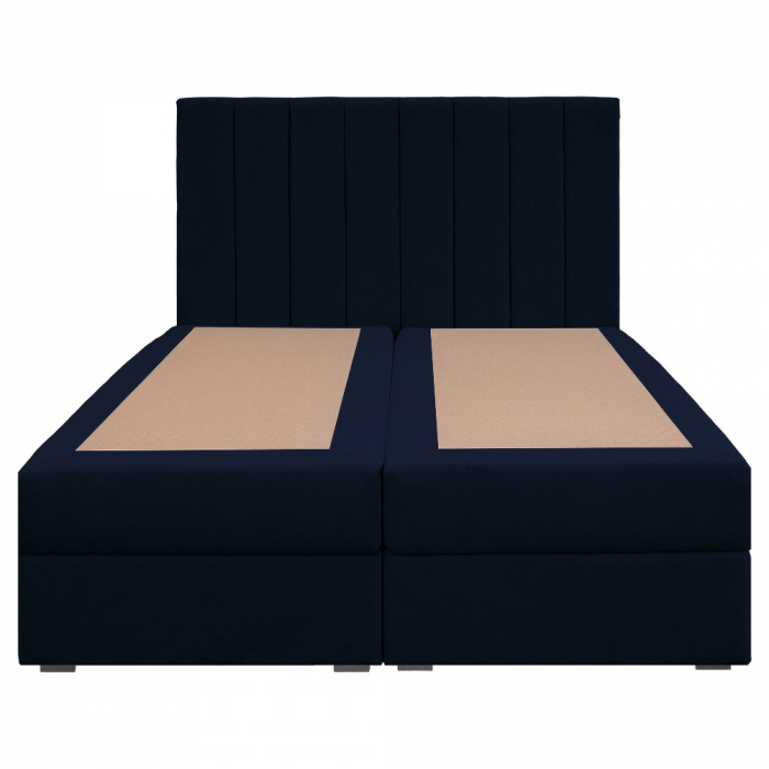 Pat dublu tapițat boxspring Columbia cu lada, bleumarin, 160/200 [2]