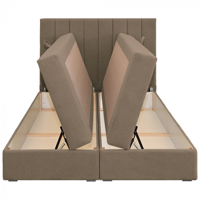 Pat dublu tapițat boxspring Columbia cu lada, cappuccino, 140/200 [5]