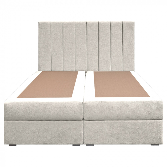 Pat dublu tapițat boxspring Columbia cu lada, crem, 160/200 [2]