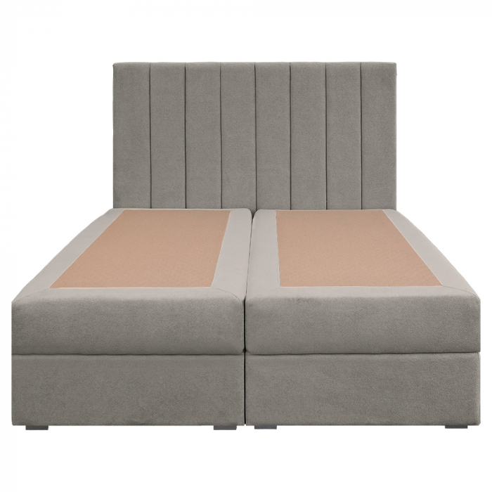 Pat dublu tapițat boxspring Columbia cu lada, gri deschis, 180/200 [2]