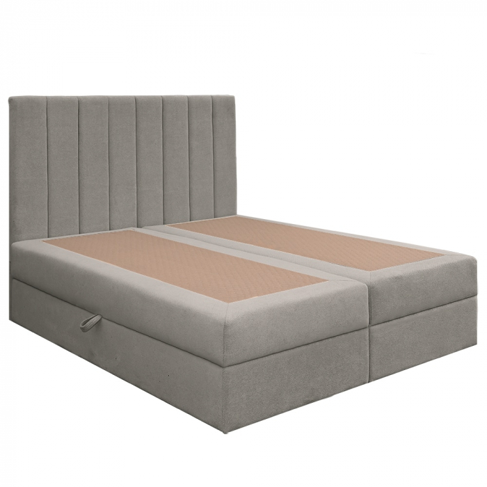 Pat dublu tapițat boxspring Columbia cu lada, gri deschis, 180/200 [4]