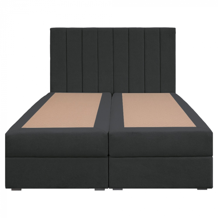 Pat dublu tapițat boxspring Columbia cu lada, gri inchis, 160/200 [2]