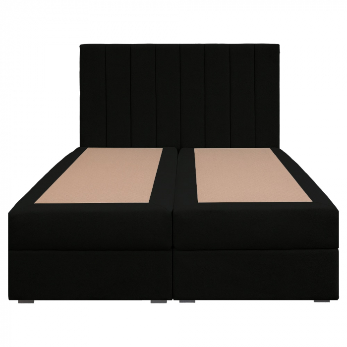 Pat dublu tapițat boxspring Columbia cu lada, negru, 180/200 [2]