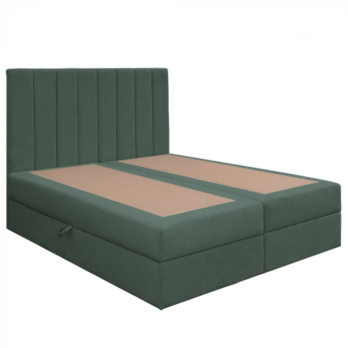 Pat dublu tapițat boxspring Columbia cu lada, verde, 140/200 [4]