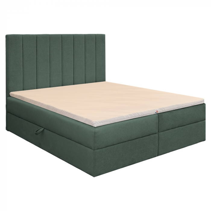 Pat dublu tapițat boxspring Columbia cu lada, verde, 140/200 [3]