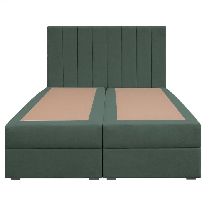 Pat dublu tapițat boxspring Columbia cu lada, verde, 140/200 [2]