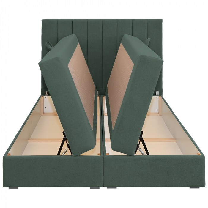 Pat dublu tapițat boxspring Columbia cu lada, verde, 140/200 [5]