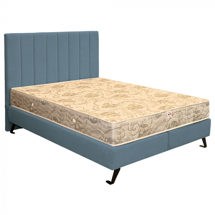 Pat dublu tapițat boxspring Columbia cu picioare, albastru, 180/200 [2]