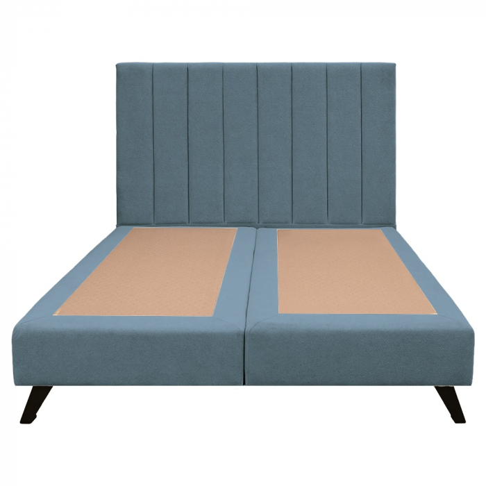 Pat dublu tapițat boxspring Columbia cu picioare, albastru, 180/200 [3]