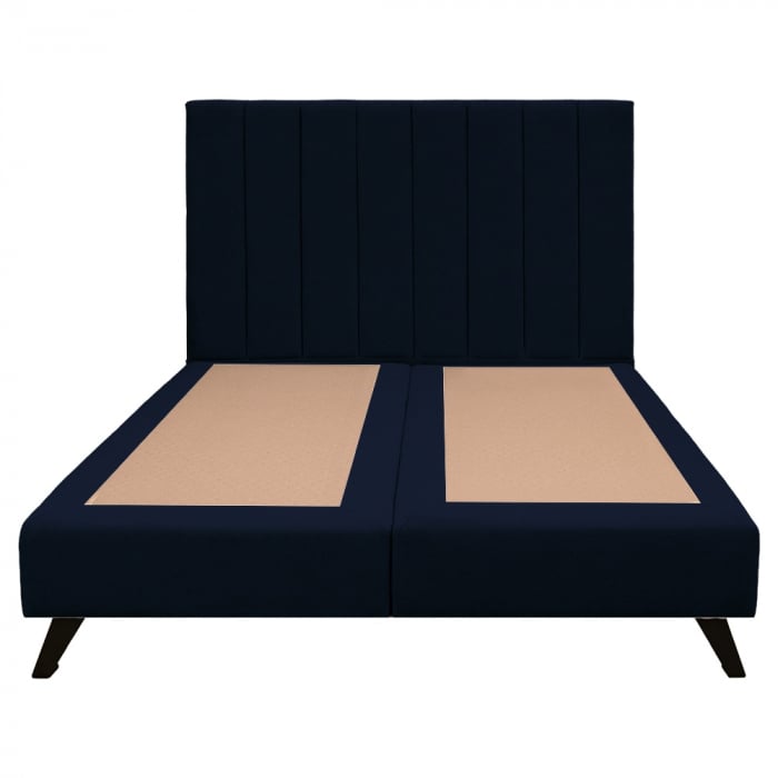 Pat dublu tapițat boxspring Columbia cu picioare, bleumarin, 160/200 [3]