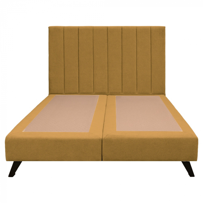 Pat dublu tapițat boxspring Columbia cu picioare, galben mustar, 180/200 [3]