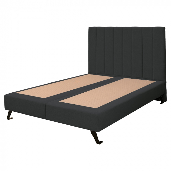 Pat dublu tapițat boxspring Columbia cu picioare, gri inchis , 180/200 [5]