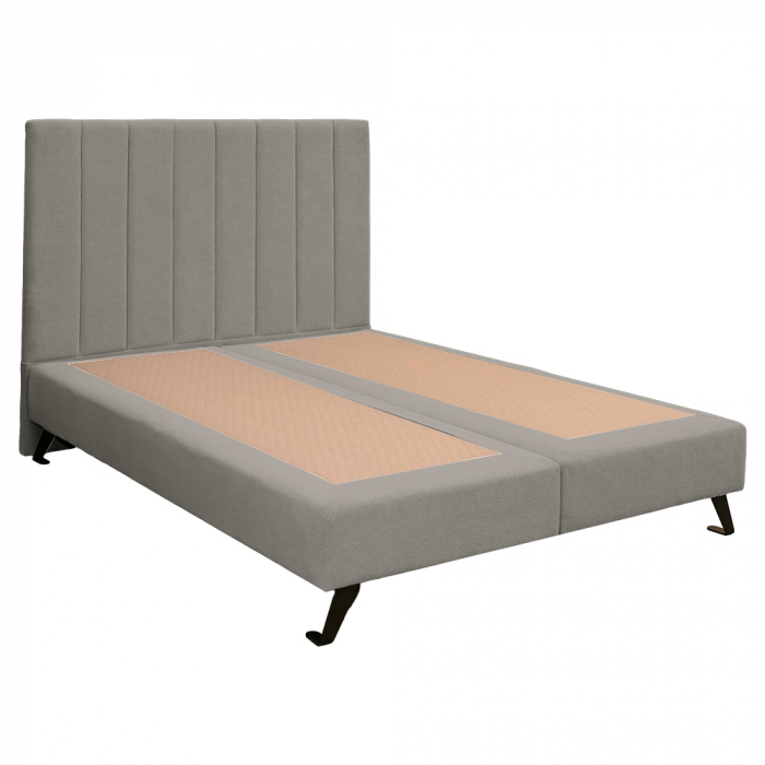Pat dublu tapițat boxspring Columbia cu picioare, gri deschis, 180/200 [4]
