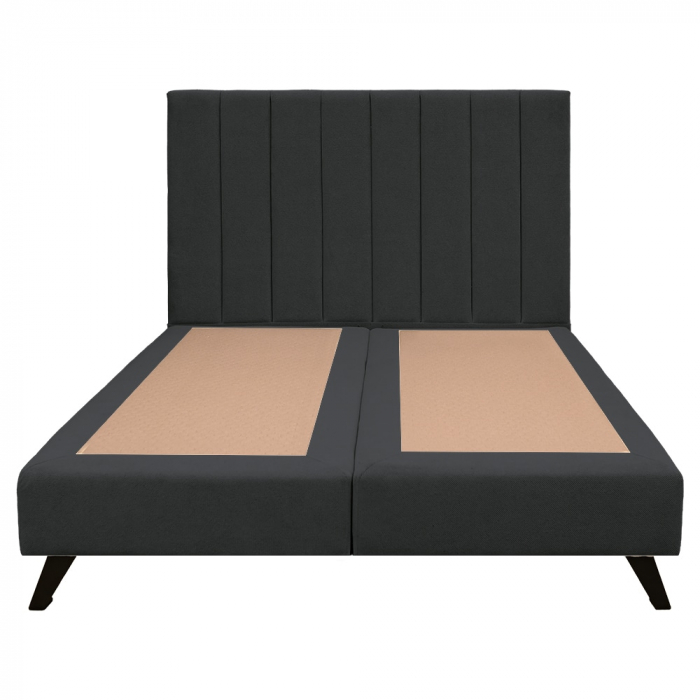 Pat dublu tapițat boxspring Columbia cu picioare, gri inchis , 180/200 [3]