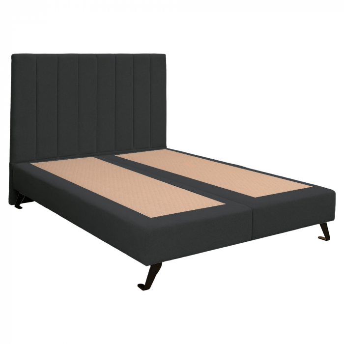 Pat dublu tapițat boxspring Columbia cu picioare, gri inchis , 180/200 [4]