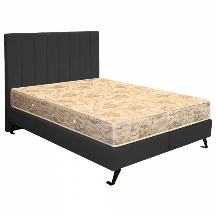 Pat dublu tapițat boxspring Columbia cu picioare, gri inchis , 180/200 [2]