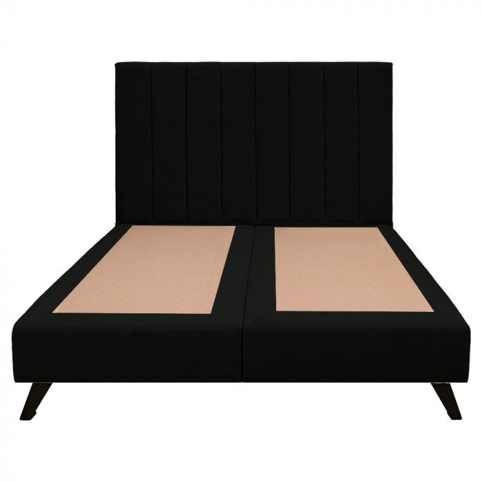 Pat dublu tapițat boxspring Columbia cu picioare, negru, 140/200 [3]
