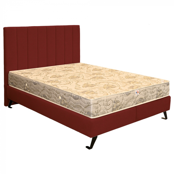 Pat dublu tapițat boxspring Columbia cu picioare, rosu, 180/200 [2]