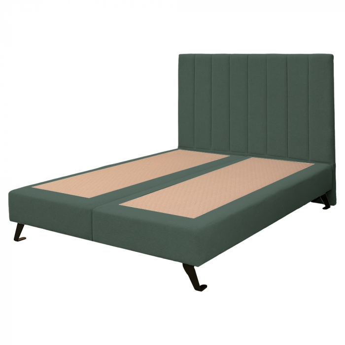 Pat dublu tapițat boxspring Columbia cu picioare, verde, 180/200 [5]