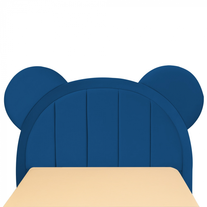 Pat pentru copii tapitat Mickey 100/200 cm,albastru  cu somiera metalica rabatabila si spatiu de depozitare [5]