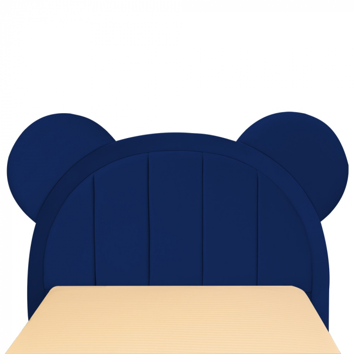 Pat pentru copii tapitat Mickey 100/200 cm,bleumarin cu somiera metalica rabatabila si spatiu de depozitare [5]