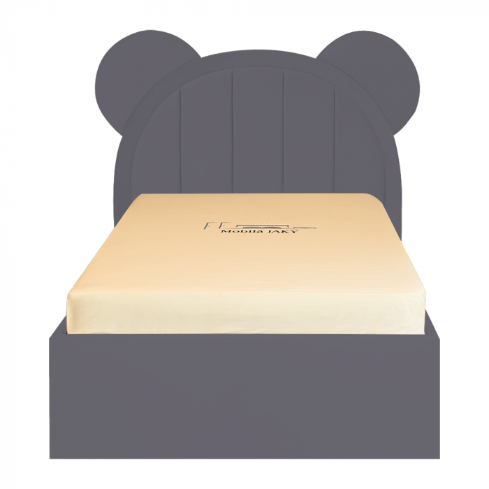 Pat pentru copii tapitat Mickey 100/200 cm,gri inchis cu somiera metalica rabatabila si spatiu de depozitare [1]