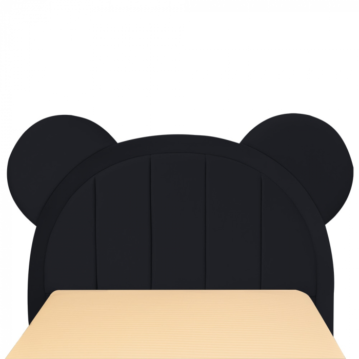 Pat pentru copii tapitat Mickey 100/200 cm,negru cu somiera metalica rabatabila si spatiu de depozitare [5]
