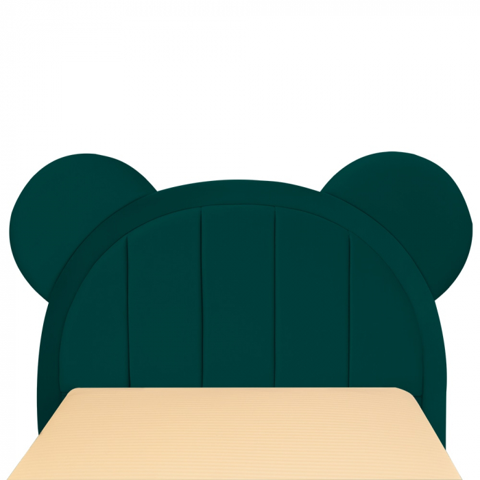 Pat pentru copii tapitat Mickey 100/200 cm,verde  cu somiera metalica rabatabila si spatiu de depozitare [5]