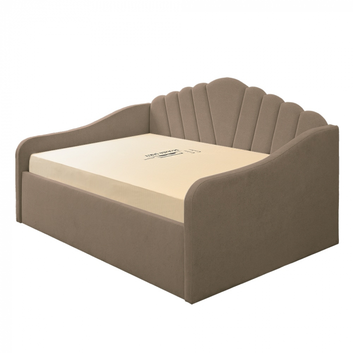 Pat tapitat Madisson 120/200 cm , culoare cappuccino cu somiera metalica rabatabila si spatiu de depozitare [4]