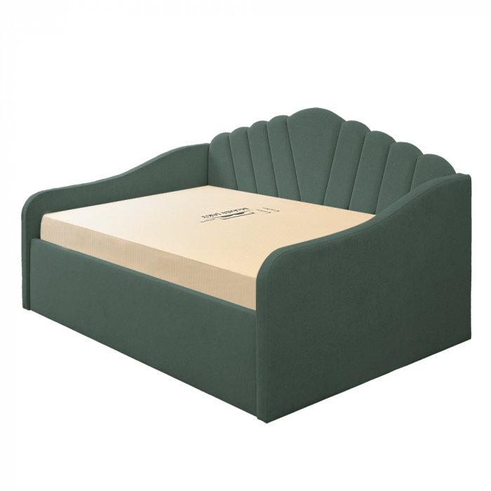 Pat tapitat Madisson 120/200 cm , culoare verde cu  somiera metalica rabatabila si spatiu de depozitare [4]