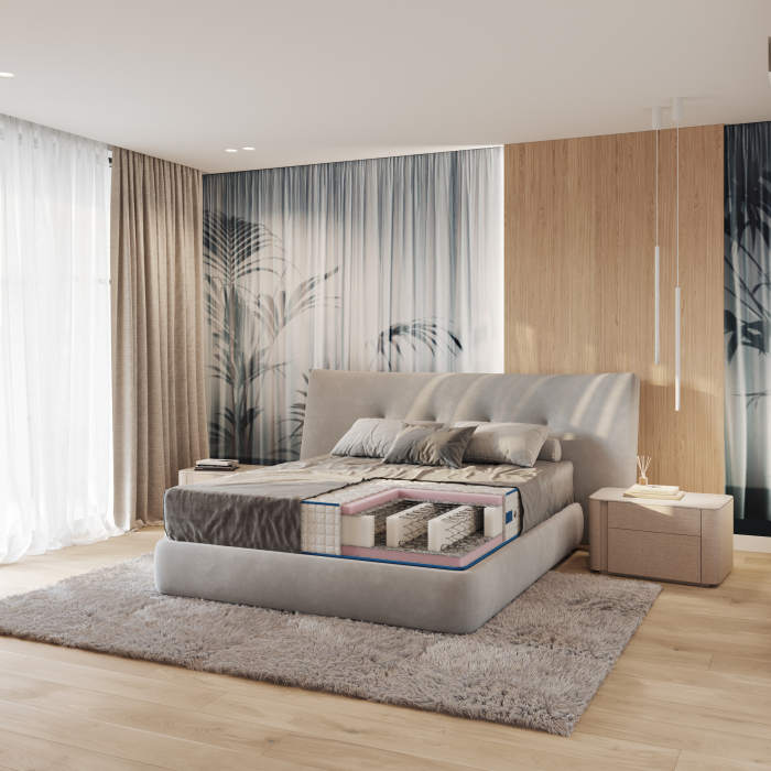 Saltea ortopedica HARD MED GELADI 80 cm * 200 cm * 25 cm, structura cu arcuri si spuma poliuretanica, fermitate tare, husa vara-iarna [3]