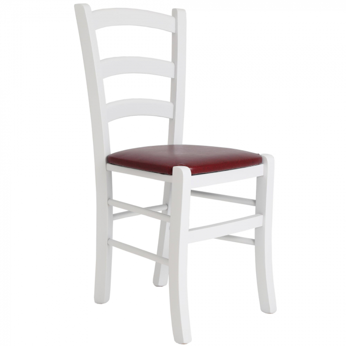 Scaun Paesana, cadru fag, culoare alb, material piele ecologica visiniu [1]