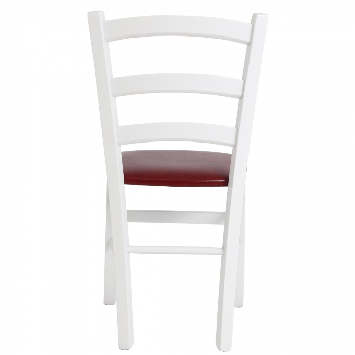 Scaun Paesana, cadru fag, culoare alb, material piele ecologica visiniu [4]