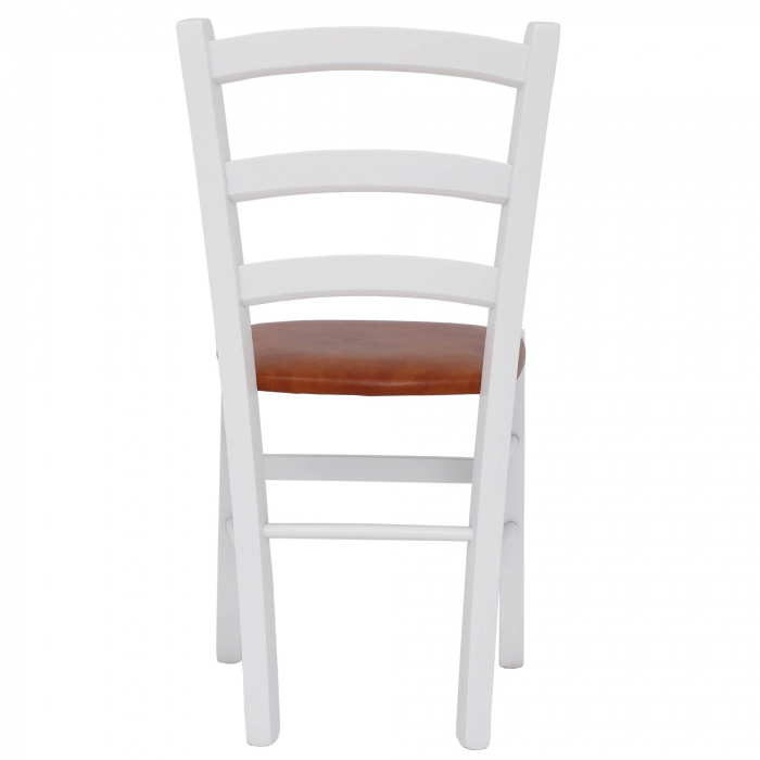 Scaun Paesana, cadru fag, culoare alb, material piele ecologica cognac [3]