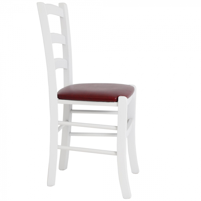 Scaun Paesana, cadru fag, culoare alb, material piele ecologica visiniu [2]