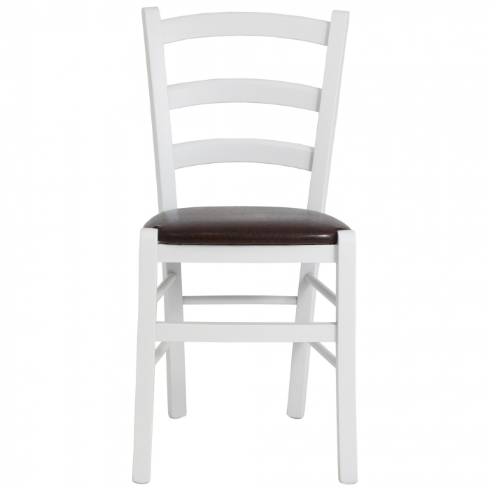Scaun Paesana, cadru fag, culoare alb, material piele ecologica maro [4]