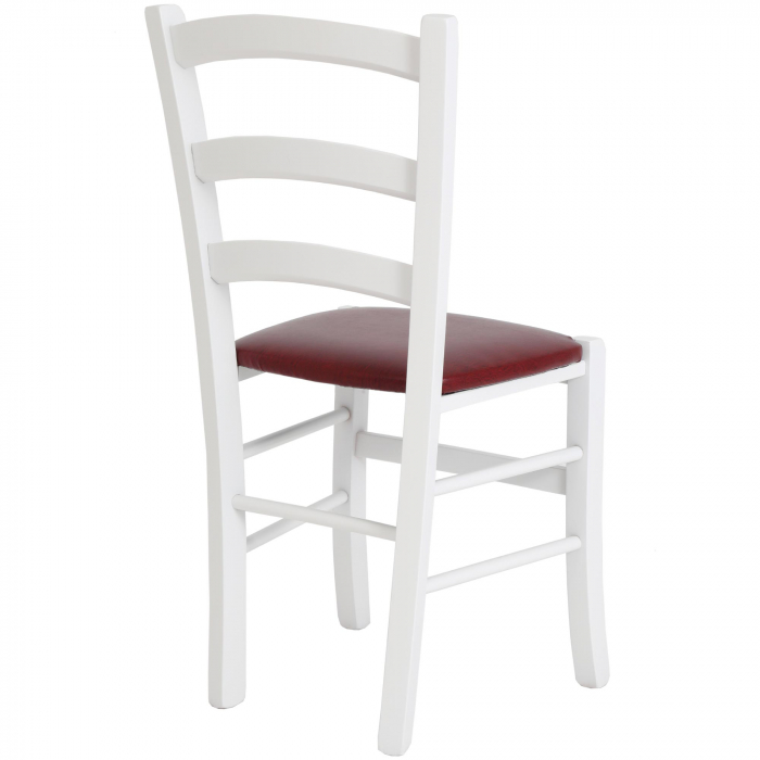 Scaun Paesana, cadru fag, culoare alb, material piele ecologica visiniu [3]