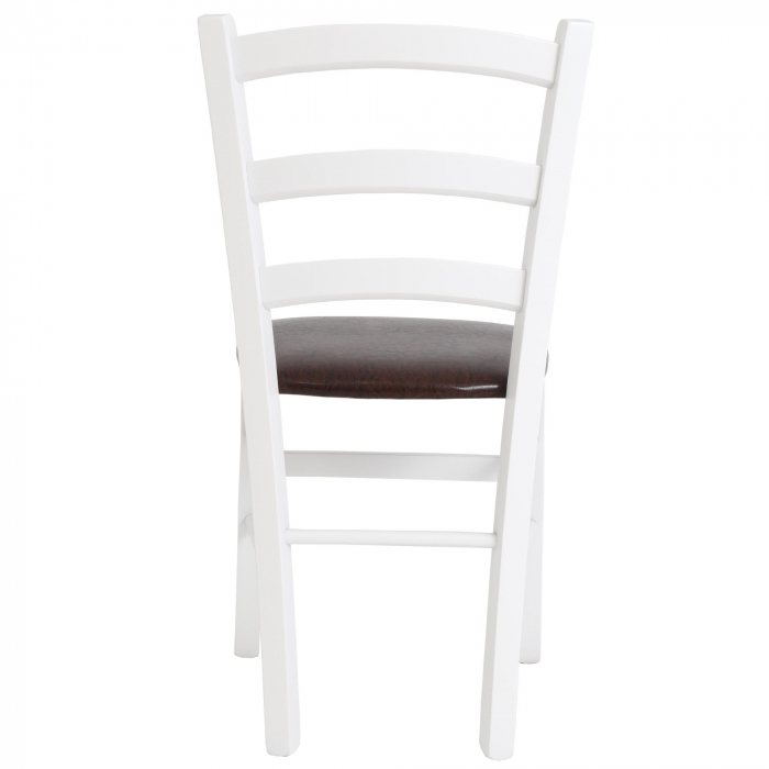 Scaun Paesana, cadru fag, culoare alb, material piele ecologica maro [3]