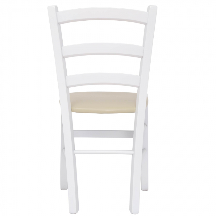 Scaun Paesana, cadru fag, culoare alb, material piele ecologica crem [5]