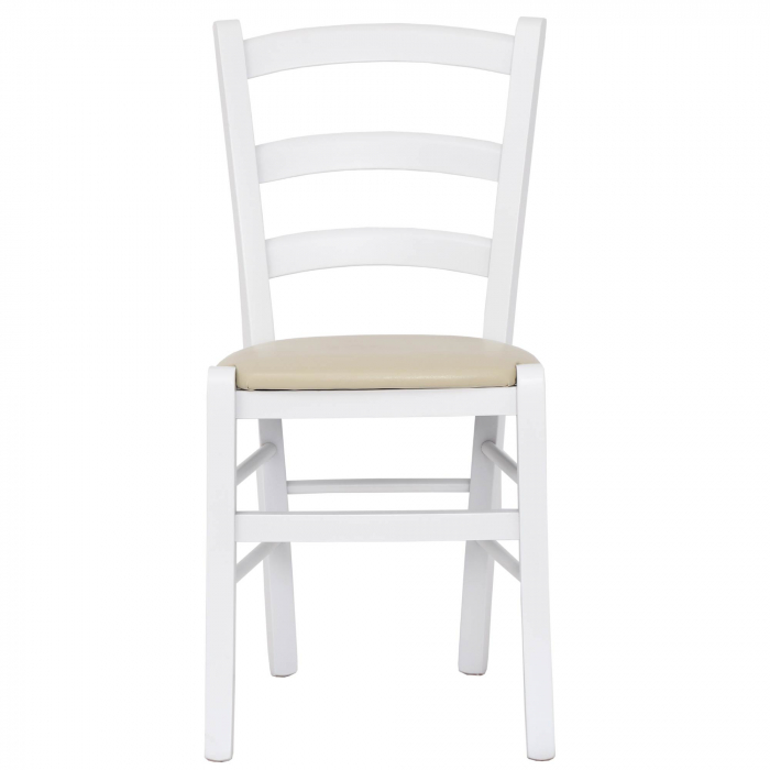 Scaun Paesana, cadru fag, culoare alb, material piele ecologica crem [4]
