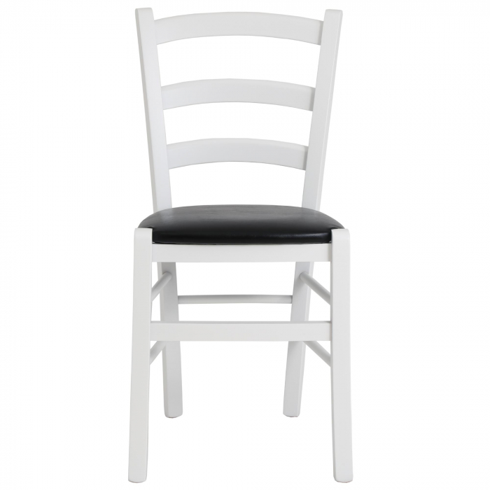 Scaun Paesana, cadru fag, culoare alb, material piele ecologica negru [5]